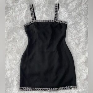 Elegant Black Mini Dress with Silver Accents